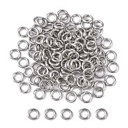 304 Stainless Steel Open Jump Rings, Stainless Steel Color, 18 Gauge, 5x1mm, Inner Diameter: 3mm, about 131pcs/10g(X-STAS-Q186-02-5x1mm)