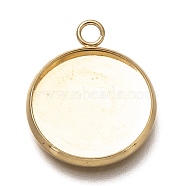 304 Stainless Steel Pendant Cabochon Settings, Plain Edge Bezel Cups, Flat Round, Real 18K Gold Plated, Tray: 16mm, 21.5x18x2mm, Hole: 2.4mm(STAS-Z030-01B-G)