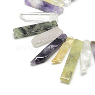 Natural Quartz Beads Strands, Top Drilled Beads, Rectangle, 20~65x7~15x6~10mm, Hole: 2mm, about 30~40pcs/strand, 15.75 inch(40cm)(G-R419-06)