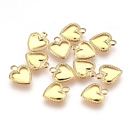 Ion Plating(IP) 304 Stainless Steel Charms, Heart Charm, Golden, 10x8x0.5mm, Hole: 1mm(STAS-G176-36G-A)