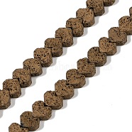 Electroplated Natural Lava Rock Beads Strands, Heart, Antique Bronze Plated, 6x6.5x3mm, Hole: 1mm, about 82pcs/strand, 16.14''(41cm)(G-Q1009-G01-02H)