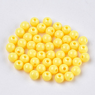 Opaque Plastic Beads, Round, Yellow, 6x5.5mm, Hole: 1.8mm, about 4790pcs/500g(KY-T005-6mm-605)