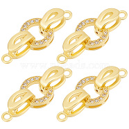 6 Sets Brass Micro Pave Clear Cubic Zirconia Fold Over Clasps, Oval, Real 18K Gold Plated, 25.5mm, Oval: 9.5x8.5x3mm, Clasp: 11x4x5mm, Hole: 1.2mm(KK-BBC0005-73)