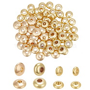 Elite 100Pcs 4 Styles Brass Spacer Beads, Saucer Beads, Rondelle, Real 18K Gold Plated, 4~6x2~3mm, Hole: 1.6~2mm, 25pcs/style(KK-PH0006-68)