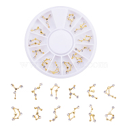 Alloy Cabochons, with Rhinestone, Nail Art Decorations, Constellation, Crystal, Golden, 8~13x5~10mm(X-MRMJ-S008-078)