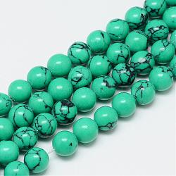 Dyed Synthetic Turquoise Bead Strands, Round, 10mm, Hole: 2mm, about 42pcs/strand, 14.96 inch(G-T053-10mm-02)