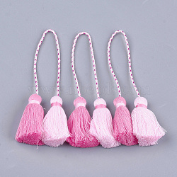 Polycotton(Polyester Cotton) Tassel Big Pendant Decorations, Two Tone, Flamingo, 280~300mm(FIND-S302-01D)