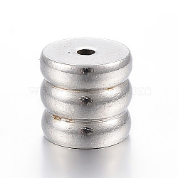 Tarnish Resistant 304 Stainless Steel Grooved Beads, Column, Stainless Steel Color, 8.5x8mm, Hole: 1.5mm(STAS-E425-019P)