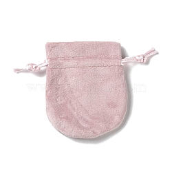 Velvet Storage Bags, Drawstring Pouches Packaging Bag, Oval, Misty Rose, 8.5~9x6.5~7cm(ABAG-H112-01A-02)