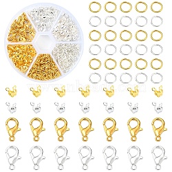 DIY Jewelry Making Finding Kit, Including Iron Open Jump Rings & Bead Tips, Zinc Alloy Lobster Claw Clasps, Golden & Silver, 5~12x0.7~4mm, Inner Diameter: 3~3.6mm, 560Pcs/box(DIY-YW0006-30-B)