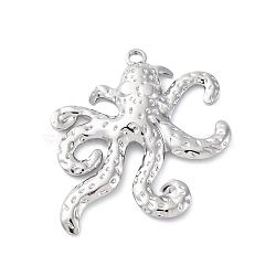 304 Stainless Steel Pendants, Octopus Charms, Anti-Tarnish, Stainless Steel Color, 37x32.5x3mm, Hole: 2mm(STAS-S163-05C-P)