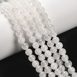 Natural White Jade Round Bead Strands, 6~6.5mm, Hole: 1mm, about 60~63pcs/strand, 15 inch(G-E334-6mm-13)