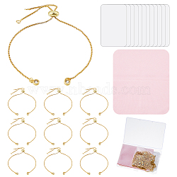 12Pcs Rack Plating Adjustable Brass Slider Bracelet Making, with Cubic Zirconia, Long-Lasting Plated, Lead Free & Cadmium Free, Fit for Connector Charms, Golden, Single Chain Length: about 12.5cm, Hole: 1mm(KK-DC0004-37G)