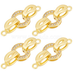 6 Sets Brass Micro Pave Clear Cubic Zirconia Fold Over Clasps, Oval, Real 18K Gold Plated, 25.5mm, Oval: 9.5x8.5x3mm, Clasp: 11x4x5mm, Hole: 1.2mm(KK-BBC0005-73)