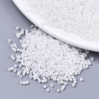 Glass Seed Beads, Fit for Machine Eembroidery, Opaque Colours Luster, Round, White, 2x1.5mm, Hole: 1mm, about 30000pcs/bag
