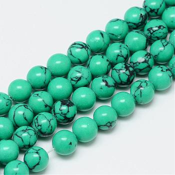 Dyed Synthetic Turquoise Bead Strands, Round, 10mm, Hole: 2mm, about 42pcs/strand, 14.96 inch