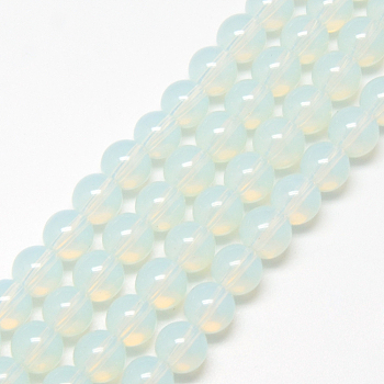 Baking Painted Glass Beads Strands, Imitation Opalite, Round, White, 10mm, Hole: 1.3~1.6mm, about 80pcs/strand, 31.4 inch