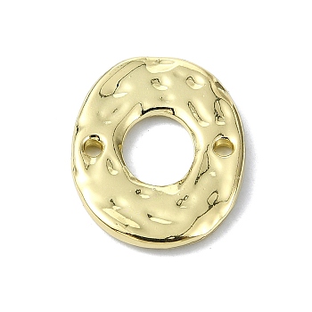 Rack Plating Alloy Links, Textured Hollow Oval Connector Charms, Golden, 18x15x2mm, Hole: 1.5mm