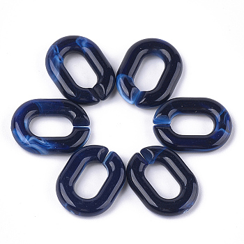 Acrylic Linking Rings, Quick Link Connectors, For Jewelry Chains Making, Imitation Gemstone Style, Oval, Dark Blue, 24x18x5mm, Hole: 13x7mm, about 380pcs/500g