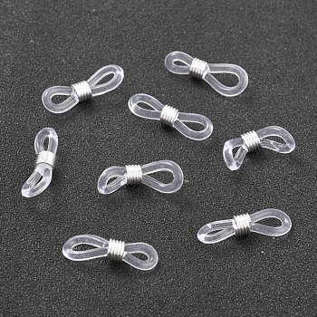 Eyeglass Holders, Glasses Rubber Loop Ends, Long-Lasting Plated, Silver, 19x4.2mm