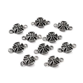316 Surgical Stainless Steel Connector Charms, Cross Links, Antique Silver, 9.5x16x3.4mm, Hole: 1.8mm