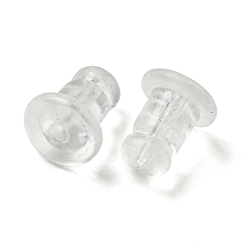 Plastic Ear Nuts, Drum, Clear, 6x5mm, Hole: 1mm