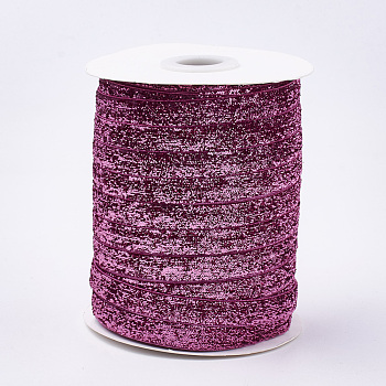Glitter Sparkle Ribbon, Polyester & Nylon Ribbon, Medium Orchid, 3/8 inch(9.5~10mm), about 50yards/roll(45.72m/roll)