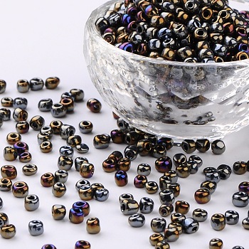 (Repacking Service Available) 6/0 Glass Seed Beads, Iris Round, Colorful, 4mm, Hole: 1mm, about 12g/bag