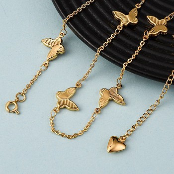304 Stainless Steel Butterfly Link Chain Necklaces for Women, Golden, 16.10 inch(40.9cm)