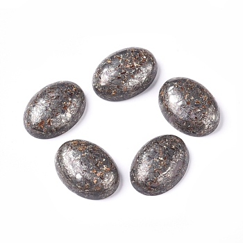 Assembled Synthetic Bronzite and Pyrite Cabochons, Oval, 25x18x7~8mm