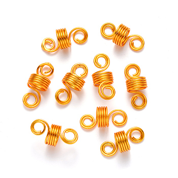 Aluminum Hair Braid Dreadlock Beads, Dread Cuff Coil, Wire Hair Coil Cuffs, 5 Loops, Gold, 22~23x10mm, Hole: 4mm, 8mm Inner Diameter