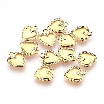 Ion Plating(IP) 304 Stainless Steel Charms, Heart Charm, Golden, 10x8x0.5mm, Hole: 1mm