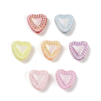 Plastics Beads, Craft Beads, Heart, Mixed Color, 7.5x7.5x4mm, Hole: 1.6mm, 2741pcs/500g