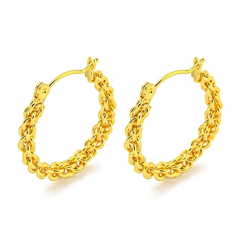 304 Stainless Steel Earrings, Round, Real 18K Gold Plated, 25.5x4.5mm