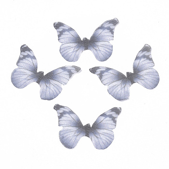 Polyester Fabric Wings Crafts Decoration, for DIY Jewelry Crafts Earring Necklace Hair Clip Decoration, Butterfly Wing, Gray, 24x30mm