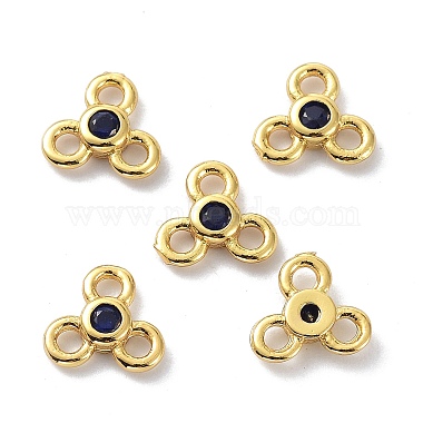 Real 18K Gold Plated Blue Flower Brass+Cubic Zirconia Links