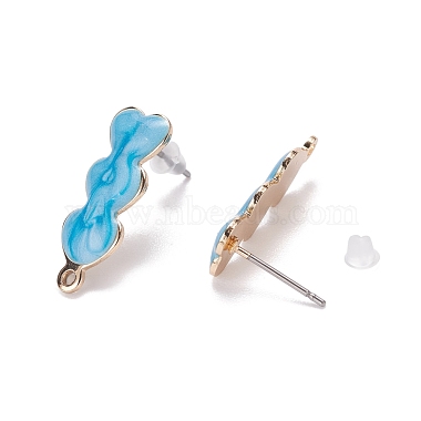 6Pcs 3 Colors Heart Iron Enamel Stud Earring Findings(IFIN-FS0001-04)-2