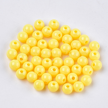 6mm Yellow Round Plastic Beads