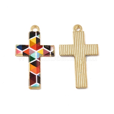 Golden Colorful Cross Alloy+Enamel Pendants
