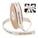 Artificial Fiber Ribbons, Word Best Day Ever, Cornsilk, 5/8 inch(16mm), about 10.00 Yards(9.14m)/Roll(SRIB-WH0011-346A)