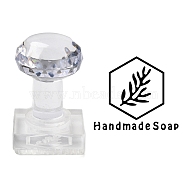 Clear Acrylic Soap Stamps with Handle, DIY Soap Molds Supplies, Leaf, 36.8x32.5mm(DIY-XCP0002-91G)