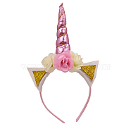 Plastic Head bands, with Lace Flower, Unicorn, Flamingo, 270x120mm(OHAR-Q279-07A)