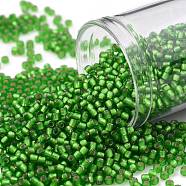 TOHO Round Seed Beads, Japanese Seed Beads, (27F) Silver Lined Frost Peridot, 11/0, 2.2mm, Hole: 0.8mm, about 1110pcs/10g(X-SEED-TR11-0027F)