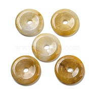 Natural Yellow Aventurine Pendants, Donut/Pi Disc Charms, 50x6.5~7.5mm, Hole: 10mm(G-P532-01A-13)