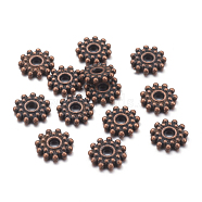 Tibetan Style Spacer Beads, Lead Free & Nickel Free, Gear, Red Copper, 9mm, Hole: 2.5mm(X-RAA119-NF)