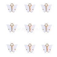 Acrylic Pendants, with Light Gold Plated Alloy Findings, Butterfly, White, 12.2x14.2x3.2mm, Hole: 1.8mm(PALLOY-CJC0001-28A)