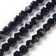 Natural Black Onyx Beads Strands, Faceted, Dyed & Heated, 6x6mm, Hole: 1mm, about 66pcs/strand, 15.7 inch(G-K282-01A)