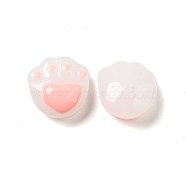 Opaque Glass Beads, Cat Claw Print, Pink, 14.5x14.5x7.8mm, Hole: 1.2mm(X-FIND-I029-04A)