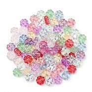 100Pcs 10 Colors Transparent Czech Glass Beads, Clover, Mixed Color, 7.5x4.5mm, Hole: 0.9mm, 10pcs/color(GLAA-CJ0001-57)