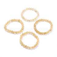 Natural Citrine Round Beads Stretch Bracelet, Stone Gift for Her, Beads: 7.5~8mm, Inner Diameter: 2 inch(5.2cm)(BJEW-LS0001-09)
